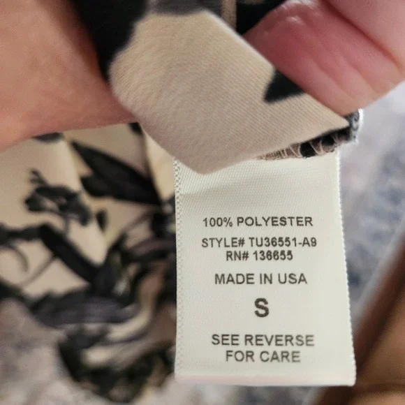 west kei womens floral‎ tie waist 3/4 sleeve top blouse shirt size S made in USA - Picture 3 of 8